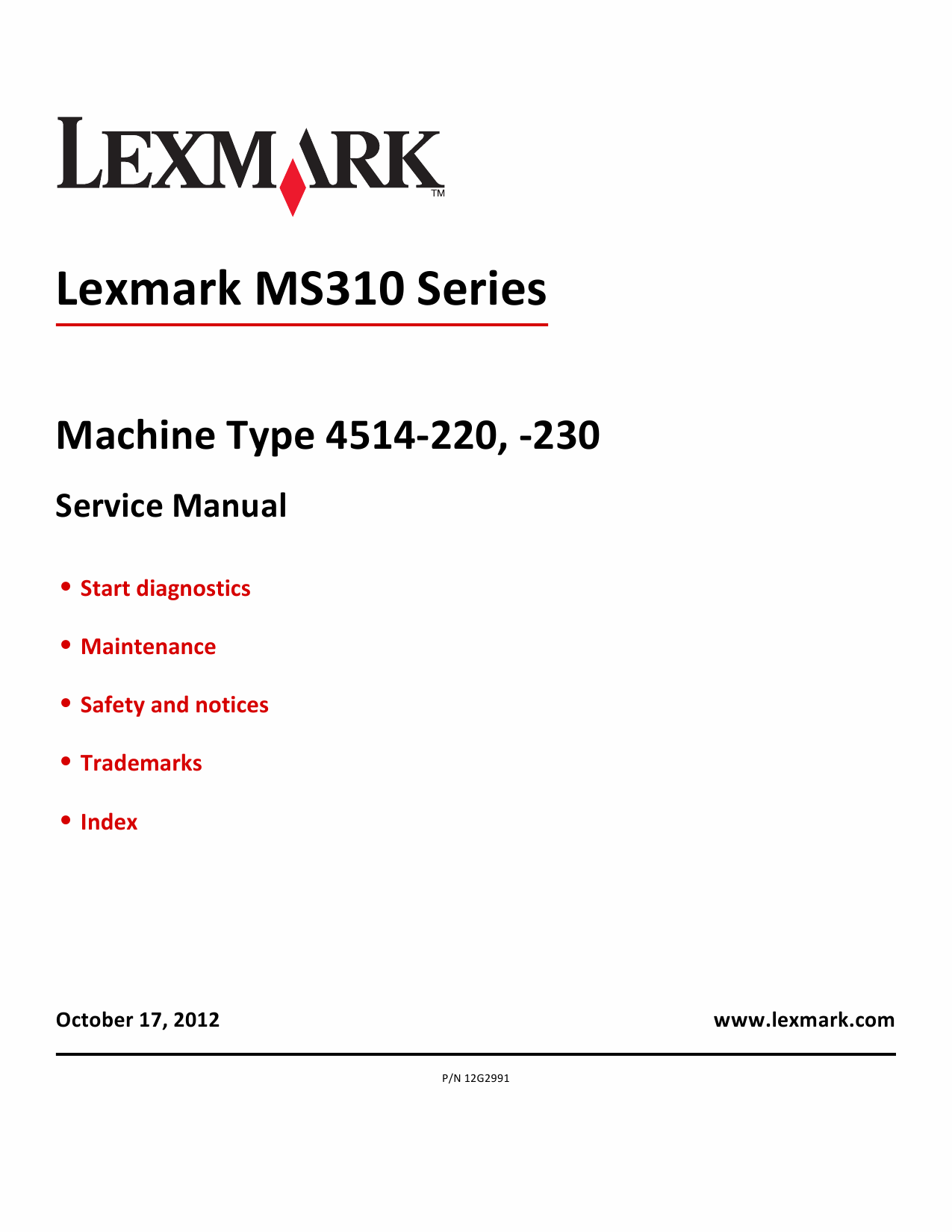Lexmark MS MS310 4514 Service Manual-1
